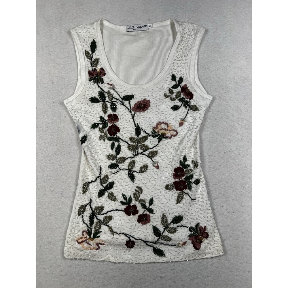 Vintage Dolce Gabbana D&G Ribbed Tank Top Headed Size 42 AS IS READ